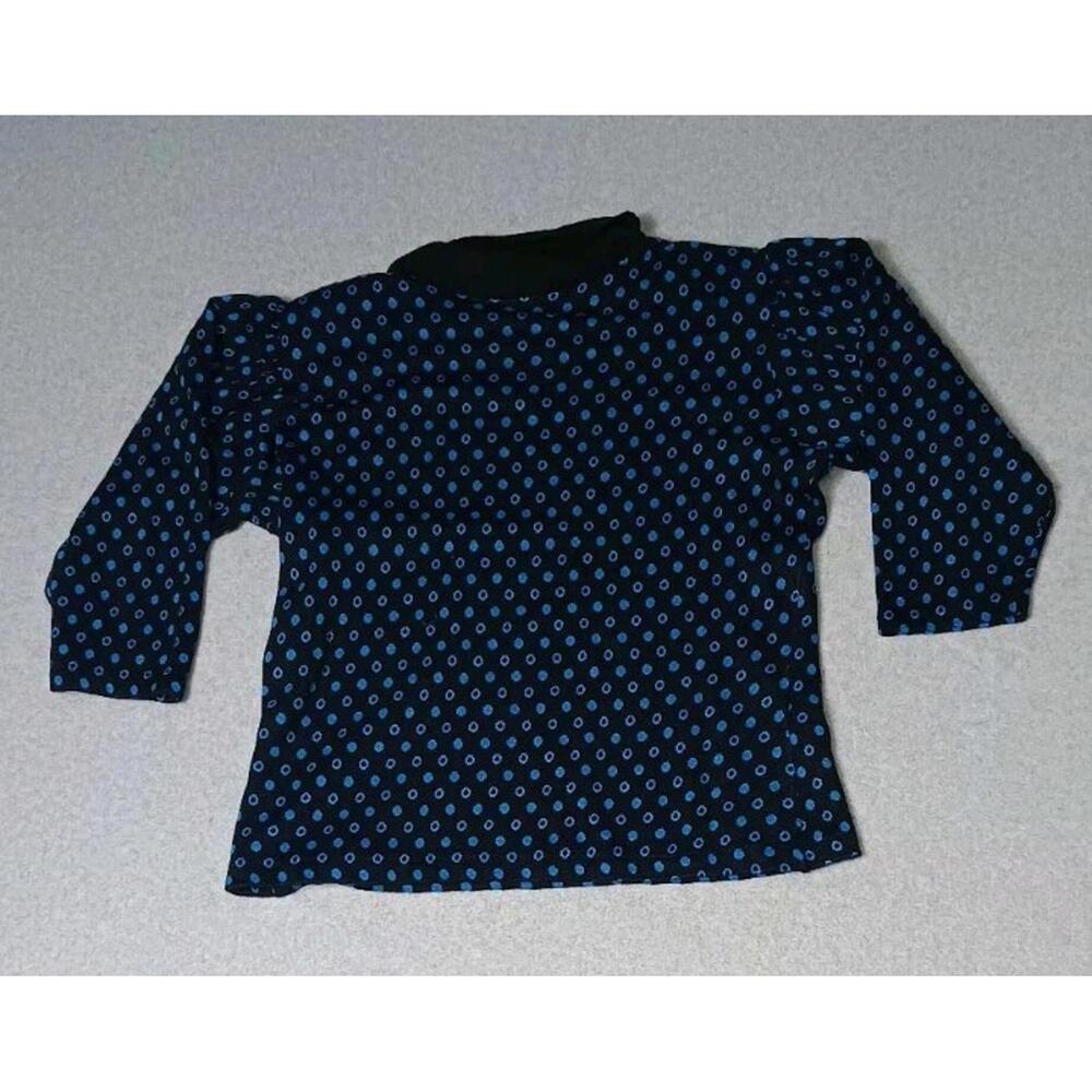 Bobbie Brooks Sweater Womens Size Medium Black Blue Dots Padded Shoulders - Picture 12 of 12
